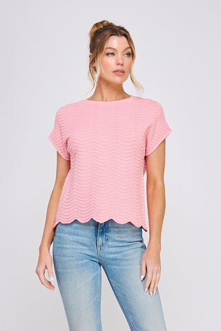 Maeve Scallop Pattern Knit Top