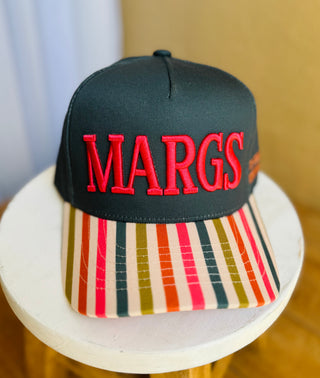 Margs Striped Trucker Hat