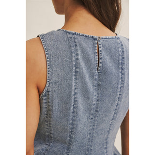 Molly Mineral Washed Denim Peplum Top