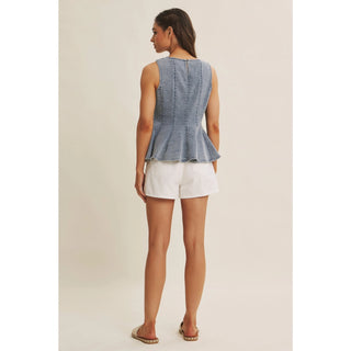 Molly Mineral Washed Denim Peplum Top