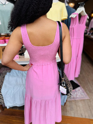 Molly Smocked Tank Tiered Midi Dress