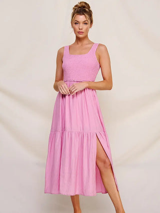 Molly Smocked Tank Tiered Midi Dress