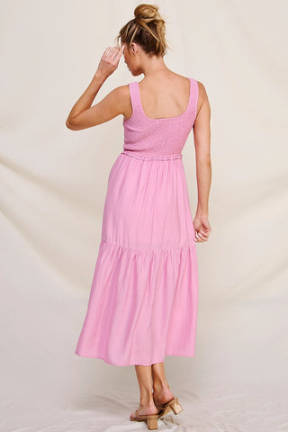 Molly Smocked Tank Tiered Midi Dress