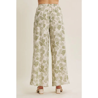 Palm Leaf Wide Leg Woven Pants