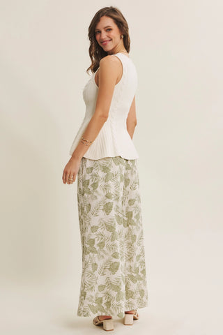 Palm Leaf Wide Leg Woven Pants