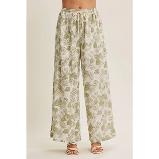 Palm Leaf Wide Leg Woven Pants