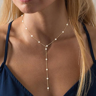 Pearl Station Y Necklace