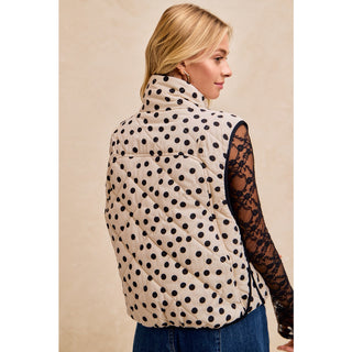 Polka Dot Piping Detail Quilted Vest