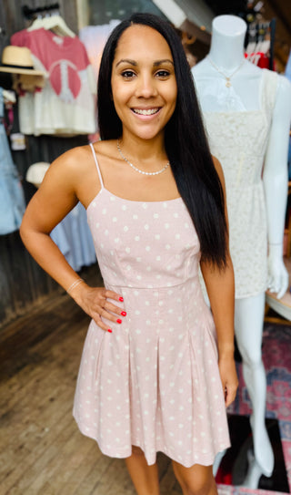 Polka Dot Pleated Mini Dress