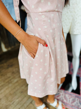 Polka Dot Pleated Mini Dress