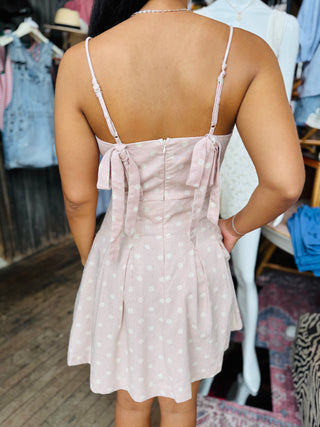 Polka Dot Pleated Mini Dress