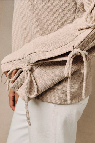Ribbed Tie Sleeve Top