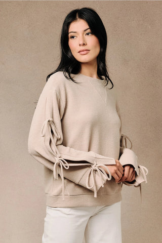 Ribbed Tie Sleeve Top