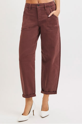 Risen High Rise Ankle Cuffed Barrel Jeans