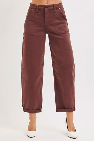 Risen High Rise Ankle Cuffed Barrel Jeans