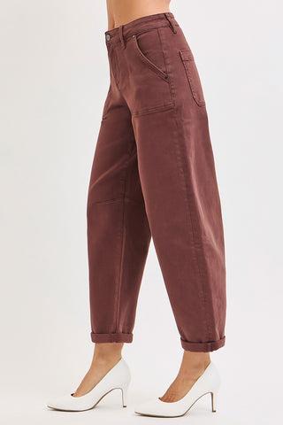 Risen High Rise Ankle Cuffed Barrel Jeans