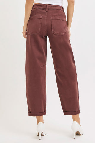 Risen High Rise Ankle Cuffed Barrel Jeans