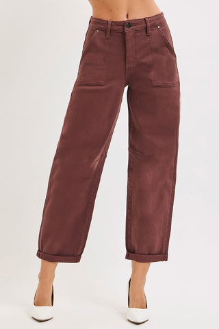 Risen High Rise Ankle Cuffed Barrel Jeans