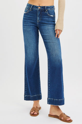 Risen High Rise Ankle Straight Dark Jeans