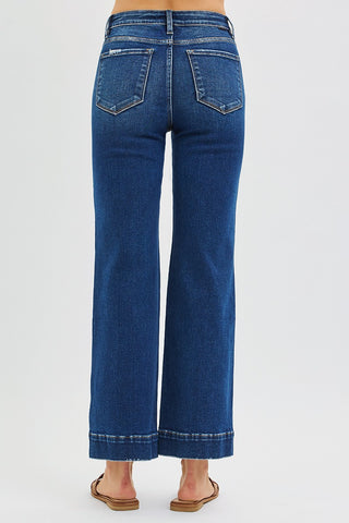 Risen High Rise Ankle Straight Dark Jeans