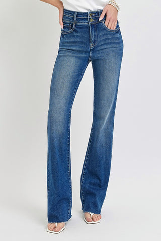 Risen High Rise Bootcut Double Waist Band Jeans