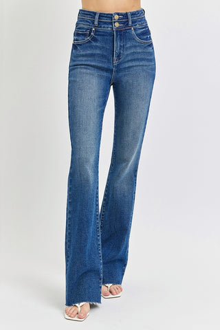 Risen High Rise Bootcut Double Waist Band Jeans