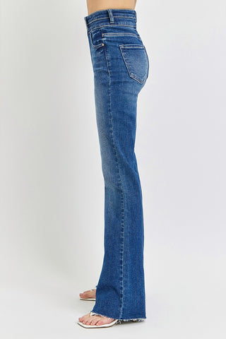Risen High Rise Bootcut Double Waist Band Jeans