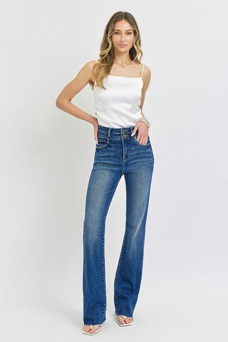 Risen High Rise Bootcut Double Waist Band Jeans