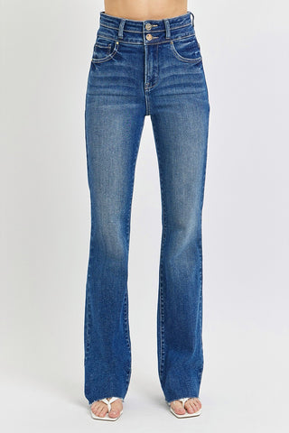 Risen High Rise Bootcut Double Waist Band Jeans