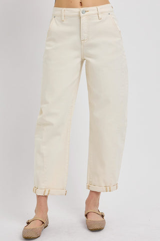 Risen High Rise Relaxed Cuffed Barrel Jeans