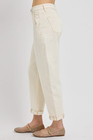 Risen High Rise Relaxed Cuffed Barrel Jeans