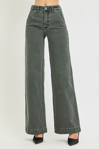 Risen High Rise Wide Leg Slant Pocket Pants