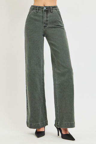 Risen High Rise Wide Leg Slant Pocket Pants
