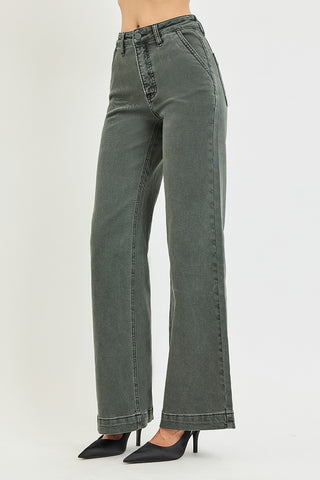 Risen High Rise Wide Leg Slant Pocket Pants