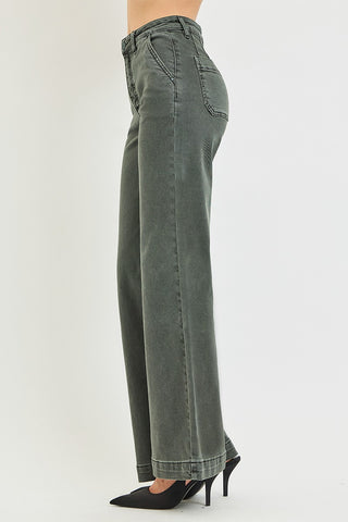 Risen High Rise Wide Leg Slant Pocket Pants