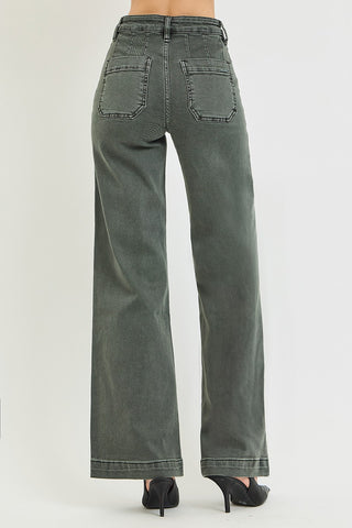 Risen High Rise Wide Leg Slant Pocket Pants