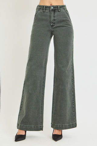 Risen High Rise Wide Leg Slant Pocket Pants