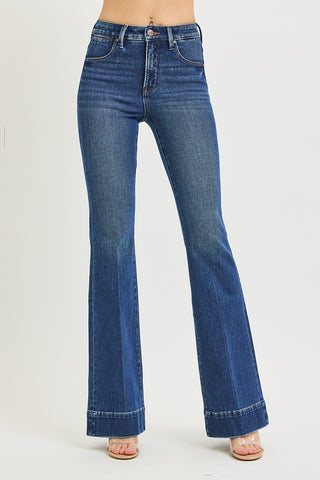 Risen Tummy Control High Rise Crease Flare Jeans