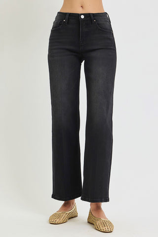 Risen Tummy Control High Rise Creased Ankle Straight Jeans