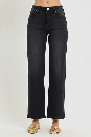 Risen Tummy Control High Rise Creased Ankle Straight Jeans