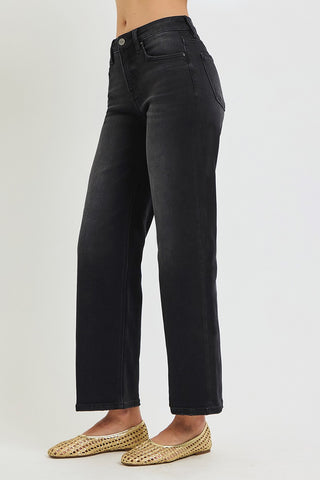 Risen Tummy Control High Rise Creased Ankle Straight Jeans