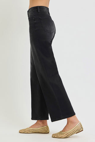 Risen Tummy Control High Rise Creased Ankle Straight Jeans