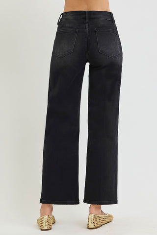 Risen Tummy Control High Rise Creased Ankle Straight Jeans