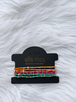 Set of seed bead bracelets - featuring 6 strands total, two of each color. Photo shows vibrant mix color