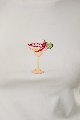 Spicy Cocktail Embroidered Crop Tee