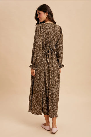 Sweetheart Floral Long Sleeve Maxi Dress