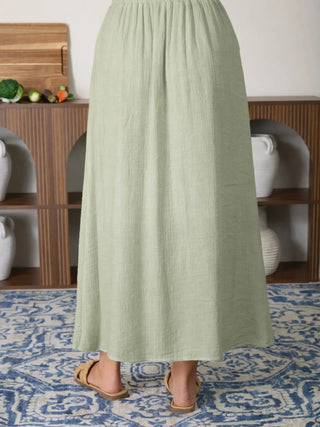 Textured Button Front Midi Skirt
