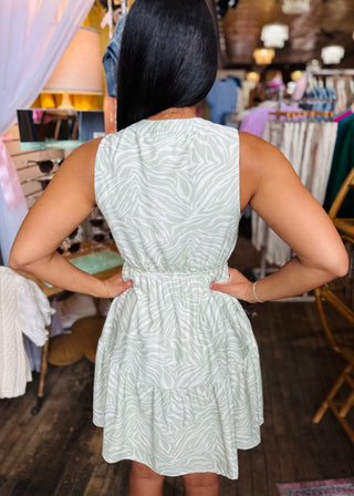 V-Neck Button Up Sleeveless Dress