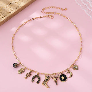Western Charm Necklace - Boot, Cross, Heart